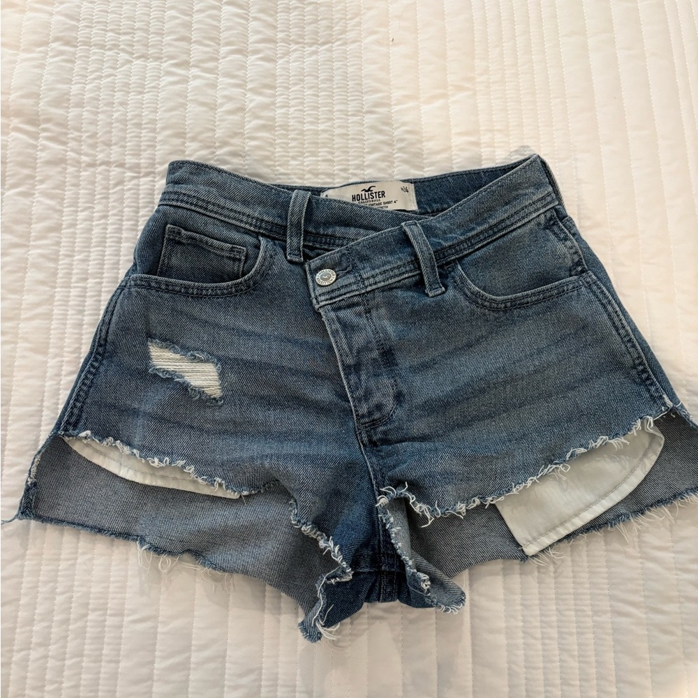 Hollister Blue Jean Shorts Distressed High-Waisted